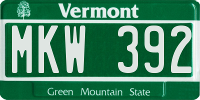 VT license plate MKW392