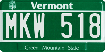 VT license plate MKW518