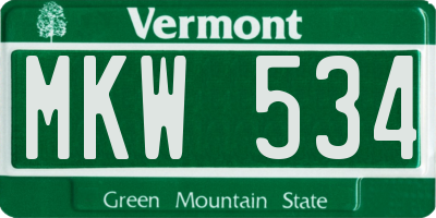 VT license plate MKW534