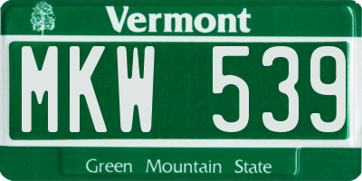 VT license plate MKW539
