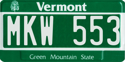 VT license plate MKW553