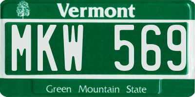 VT license plate MKW569