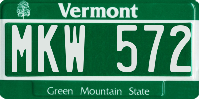 VT license plate MKW572