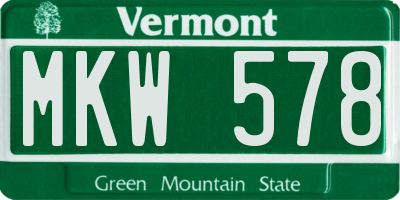 VT license plate MKW578