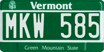 VT license plate MKW585