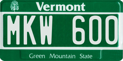 VT license plate MKW600