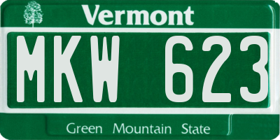 VT license plate MKW623