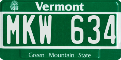 VT license plate MKW634