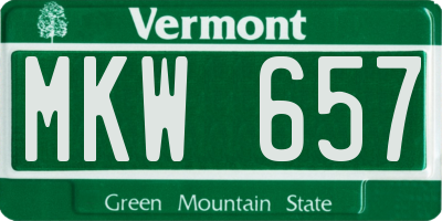 VT license plate MKW657