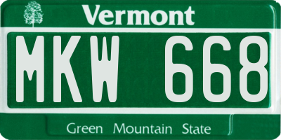 VT license plate MKW668