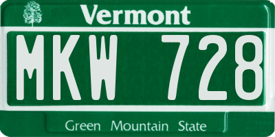 VT license plate MKW728