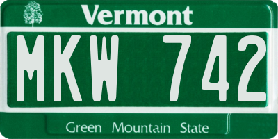 VT license plate MKW742