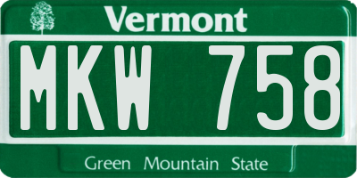 VT license plate MKW758