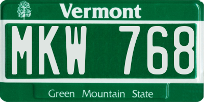 VT license plate MKW768