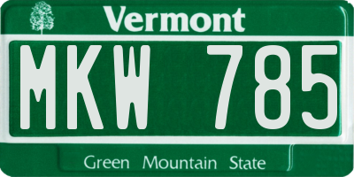 VT license plate MKW785