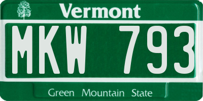 VT license plate MKW793