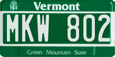 VT license plate MKW802
