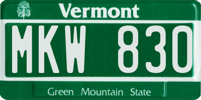 VT license plate MKW830