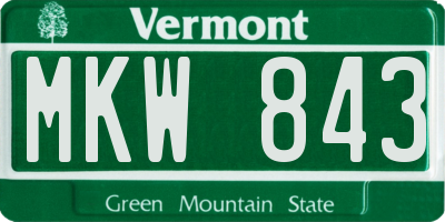 VT license plate MKW843