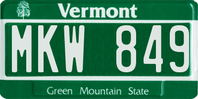VT license plate MKW849