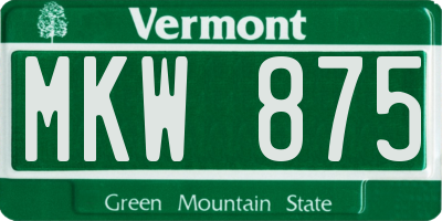 VT license plate MKW875