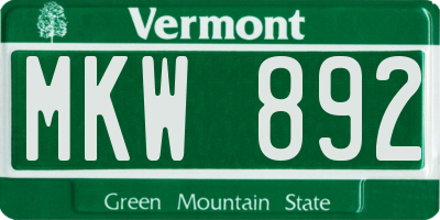 VT license plate MKW892