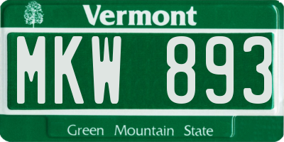 VT license plate MKW893