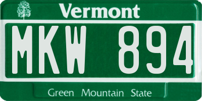 VT license plate MKW894
