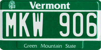 VT license plate MKW906