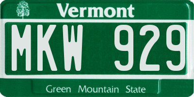 VT license plate MKW929