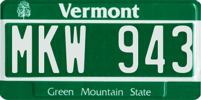 VT license plate MKW943