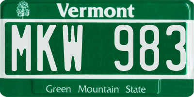VT license plate MKW983