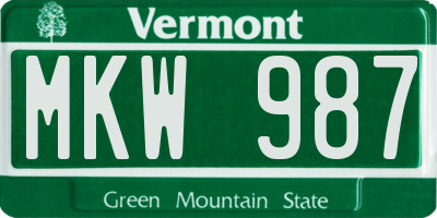 VT license plate MKW987
