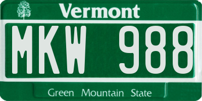 VT license plate MKW988