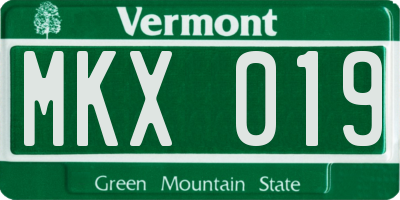 VT license plate MKX019