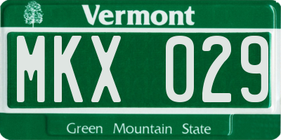 VT license plate MKX029