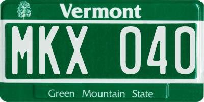 VT license plate MKX040