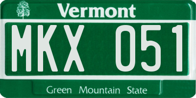 VT license plate MKX051