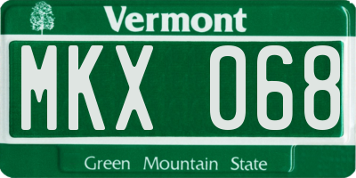 VT license plate MKX068