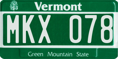 VT license plate MKX078