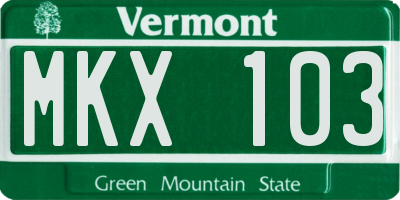 VT license plate MKX103