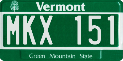 VT license plate MKX151