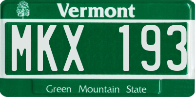 VT license plate MKX193