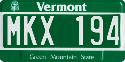 VT license plate MKX194