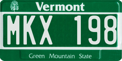 VT license plate MKX198