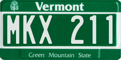 VT license plate MKX211