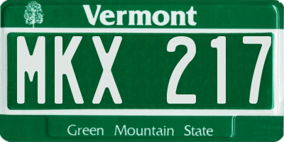 VT license plate MKX217
