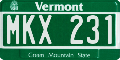 VT license plate MKX231