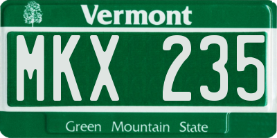 VT license plate MKX235