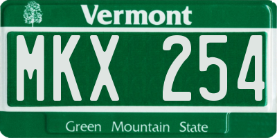 VT license plate MKX254